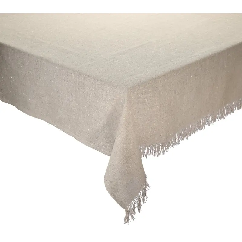 Fringe Tablecloth in Natural & Silver by Kim Seybert