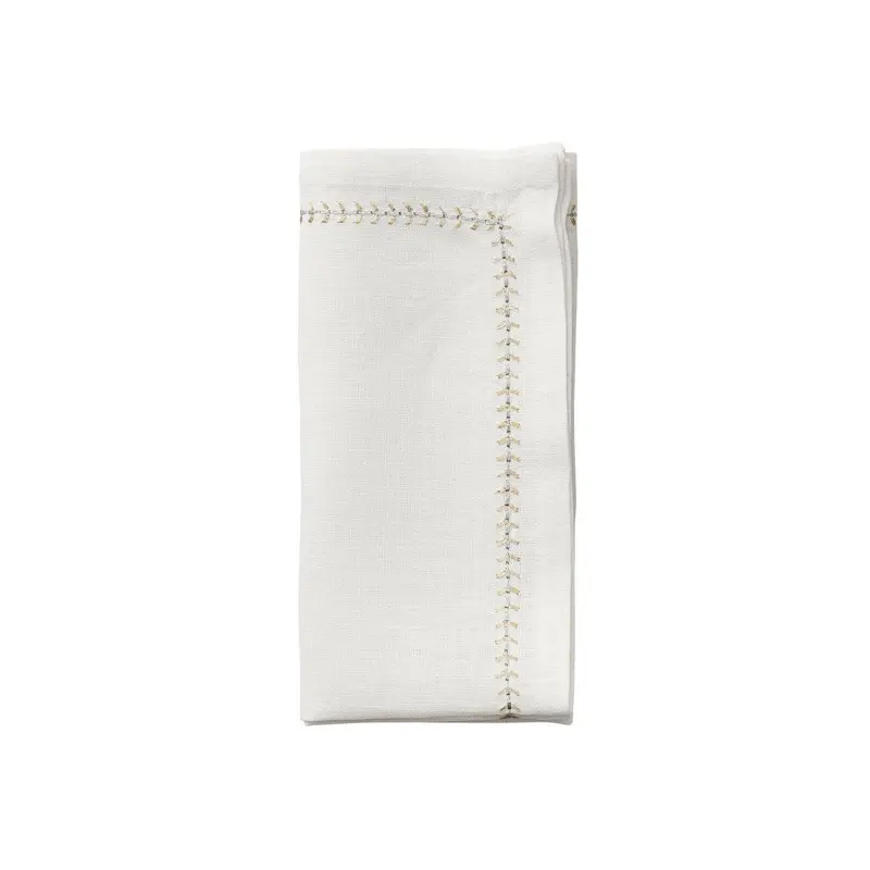 Herringbone Napkin in White Gold & Silver Set of 4 by Kim Seybert