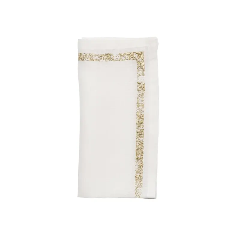 Impression Napkin in White & Gold Set of 4 by Kim Seybert