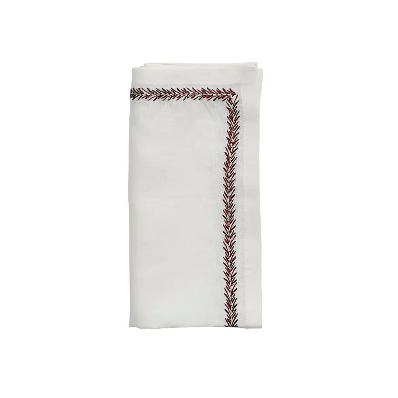 Jardin Napkin in White & Red Set of 4 by Kim Seybert