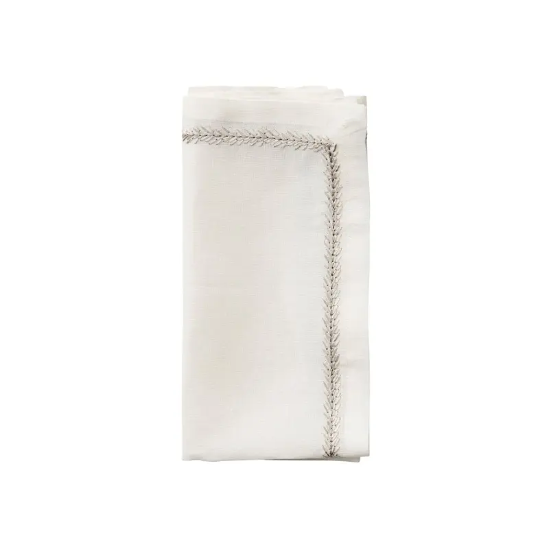 Jardin Napkin in White & Silver Set of 4 by Kim Seybert