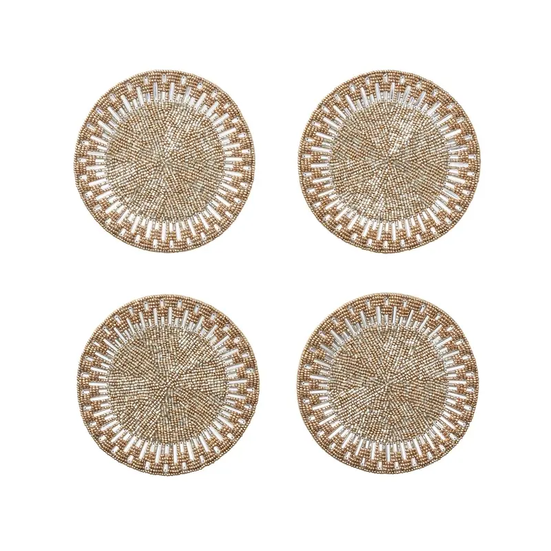 Palisade Coaster in Gold & Silver Set of 4 in a Gift Bag by Kim Seybert