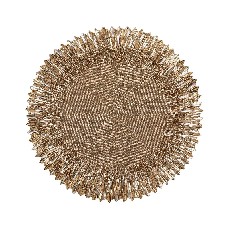 Ray Placemat in Gold & Crystal Set of 2 by Kim Seybert