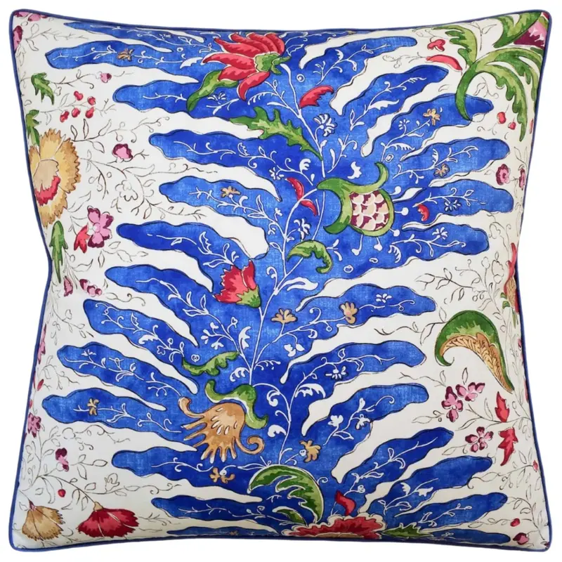 Riviere Print Blue Decorative Pillows by Ryan Studio