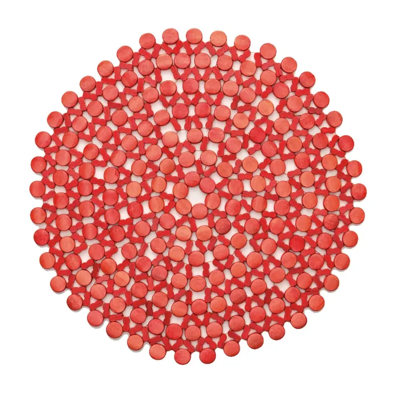 Round Bamboo Placemat in Coral Set of 4 by Kim Seybert
