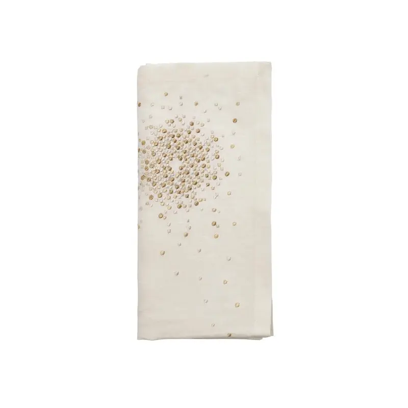 Starburst Napkin in White Gold & Silver Set of 4 by Kim Seybert