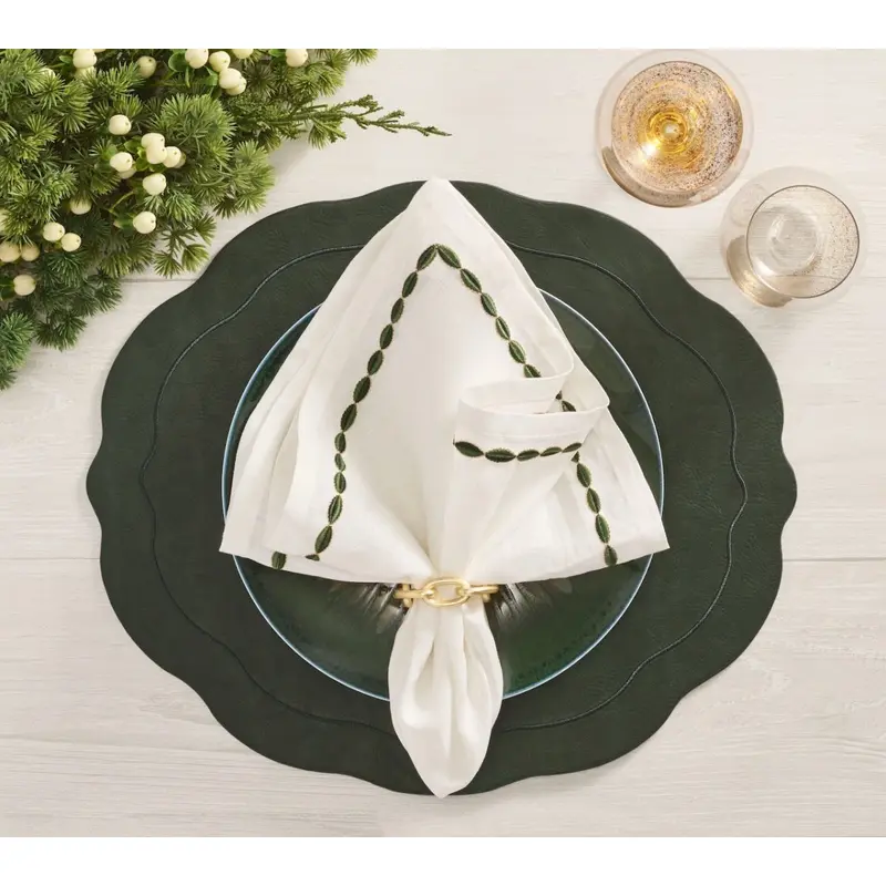 Tailored Placemat in Hunter Green by Kim Seybert
