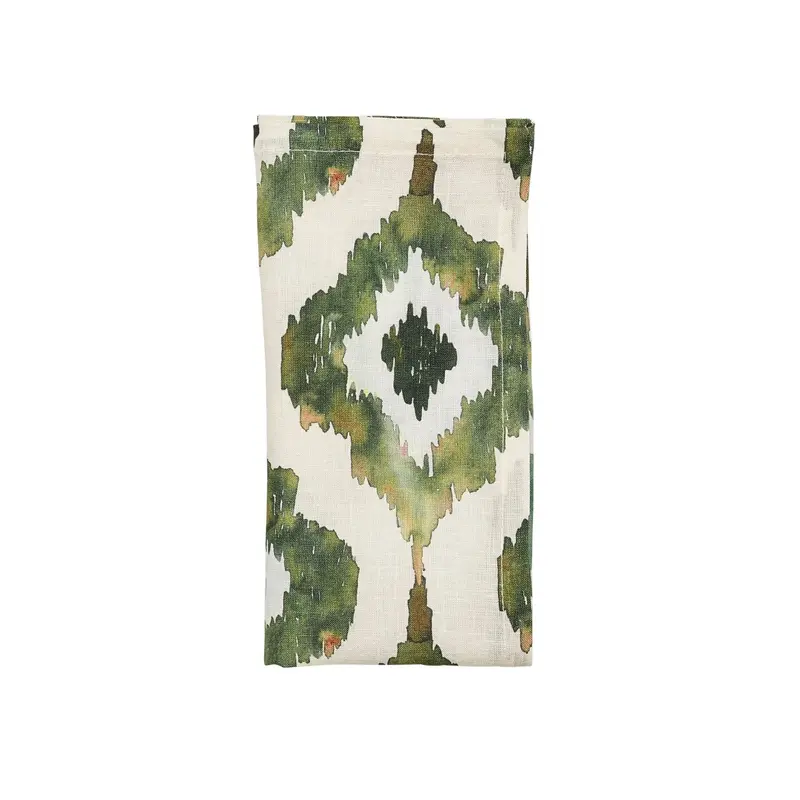 Watercolor Ikat Napkin in Olive Set of 4 by Kim Seybert