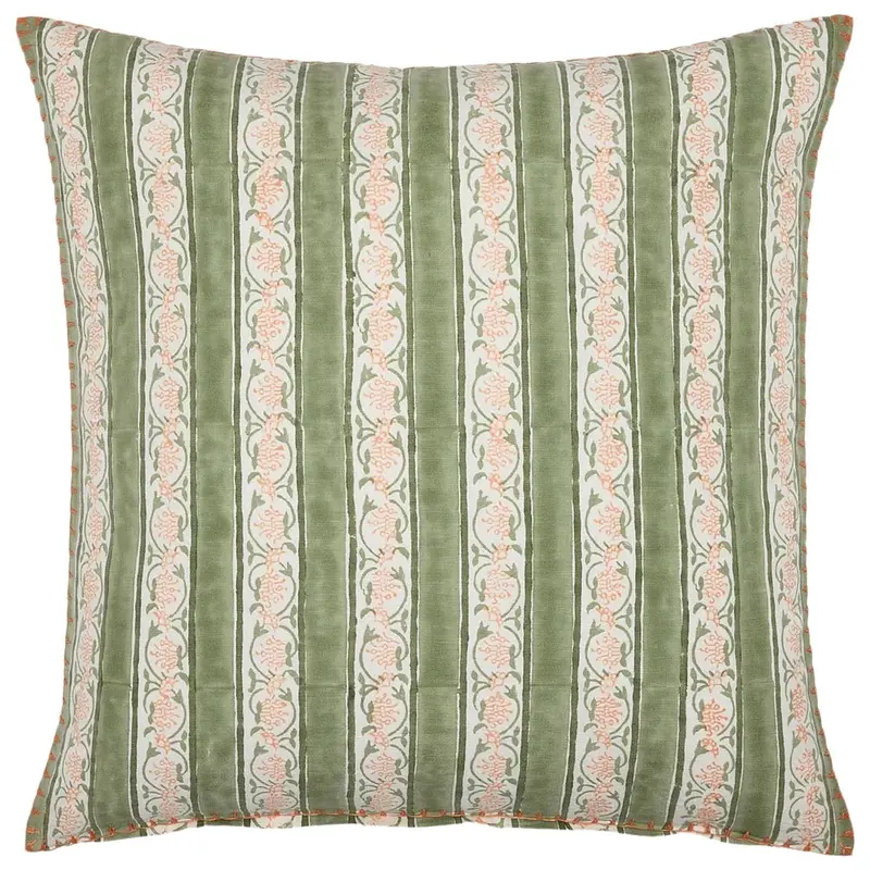 Bansari Tangerine and Sage Green Decorative Pillow by John Robshaw