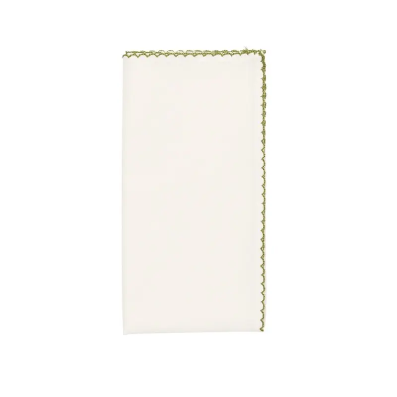 Casbah Napkins Set of 4 White & Green by Kim Seybert