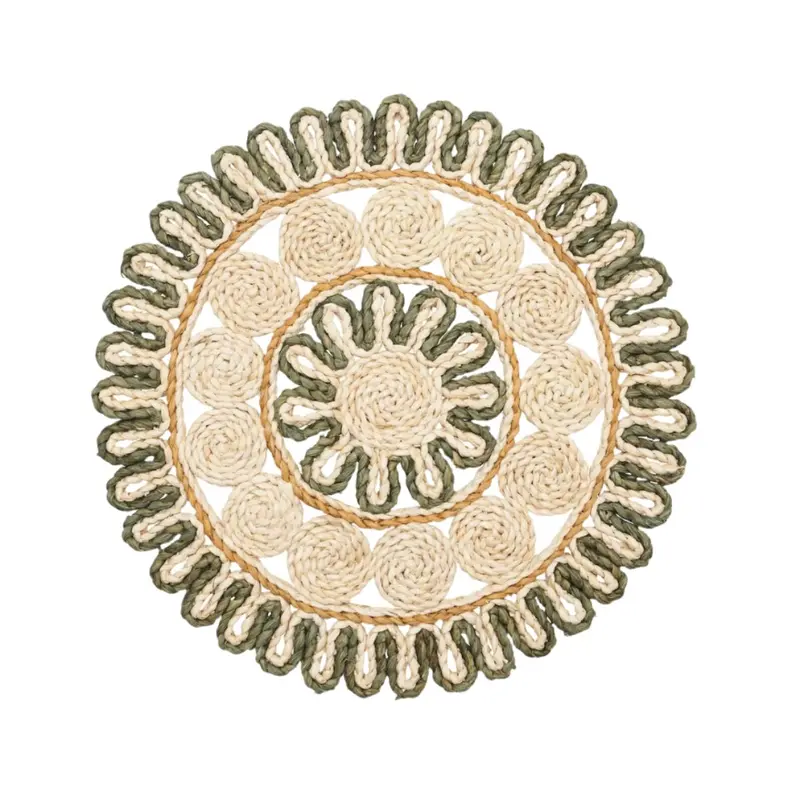 Casbah Placemat in Natural & Green Set of 4 by Kim Seybert