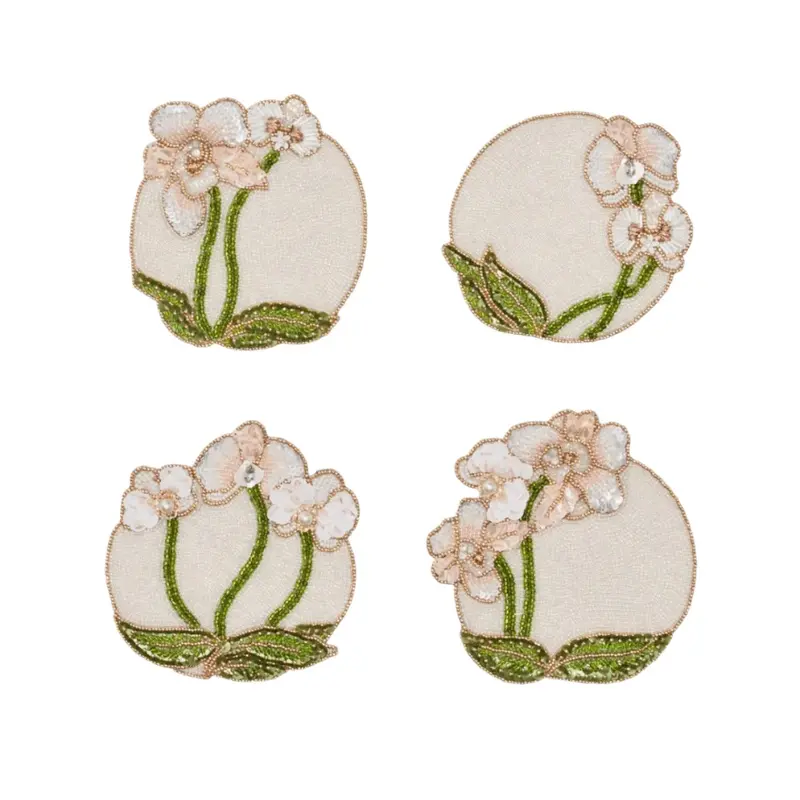 Orchid Coasters in Multi, Set of 4 in a Gift Bag by Kim Seybert