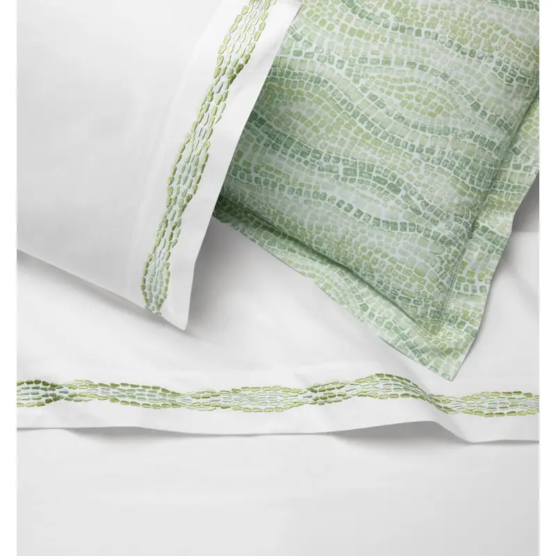 Cobblestones White and Green Bed Sheets by Sferra