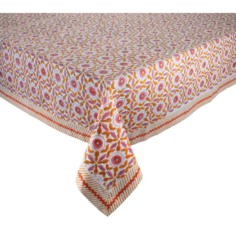 Majorelle Tablecloth in White, Pink & Orange by Kim Seybert