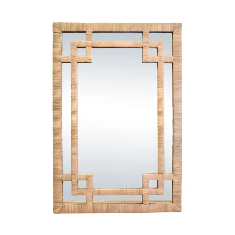 Worlds Away Geneva Natural Rattan Mirror