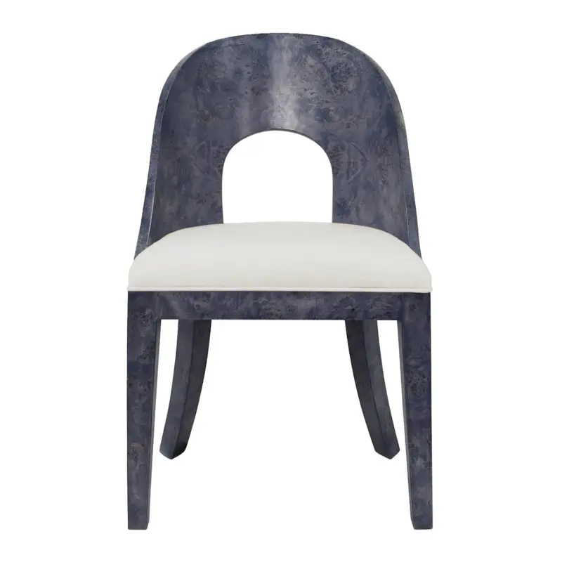 Worlds Away Rafferty Navy Blue Burlwood Dining Chair