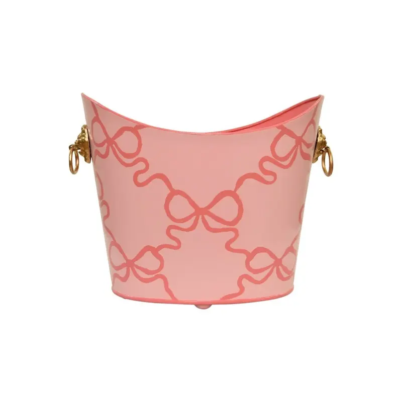 Worlds Away Small Bows Wastebasket