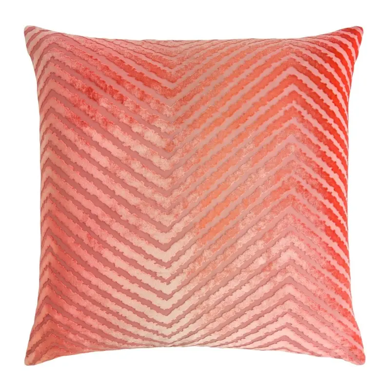 Coral Chevron Velvet Pillows by Kevin O'Brien Studio