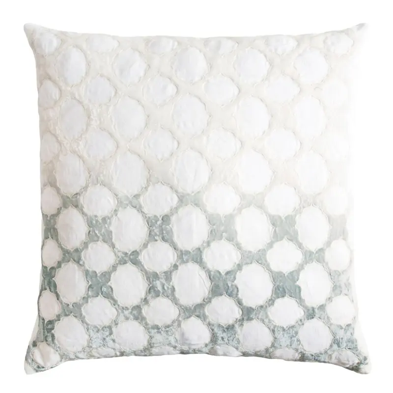 Sage & White Fretwork Velvet Appliqu Pillow by Kevin O'Brien Studio