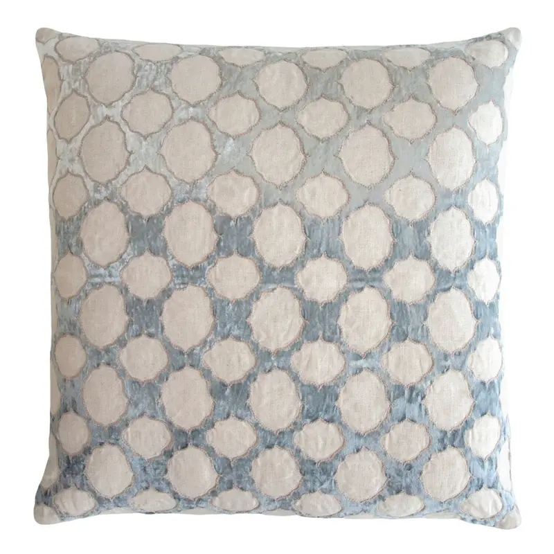 Seaglass Fretwork Velvet Appliqu Pillow by Kevin O'Brien Studio