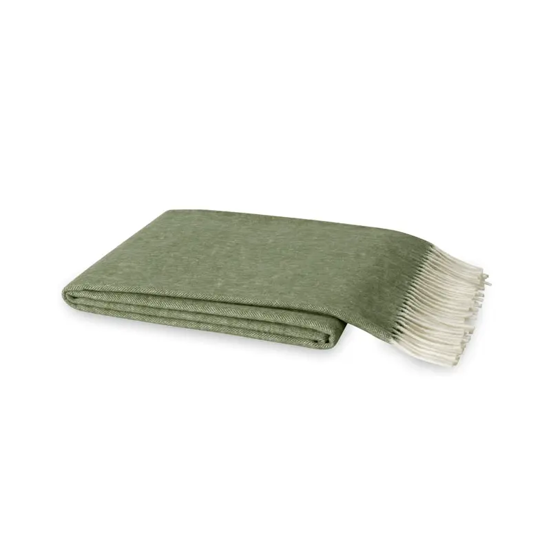 Italian Herringbone Olive Throw by Lands Downunder