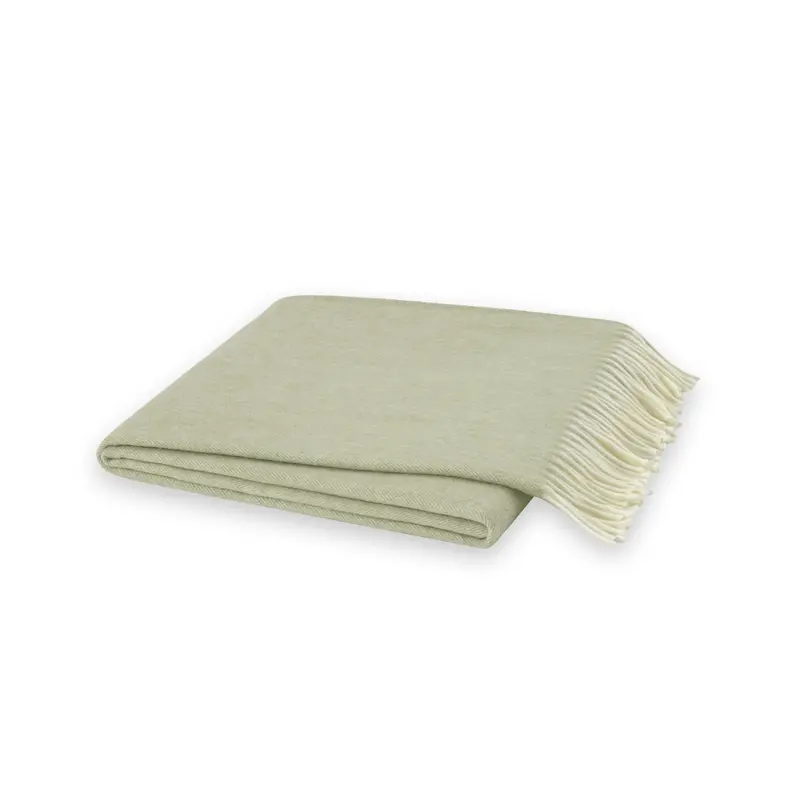 Italian Herringbone White Sage Throw by Lands Downunder