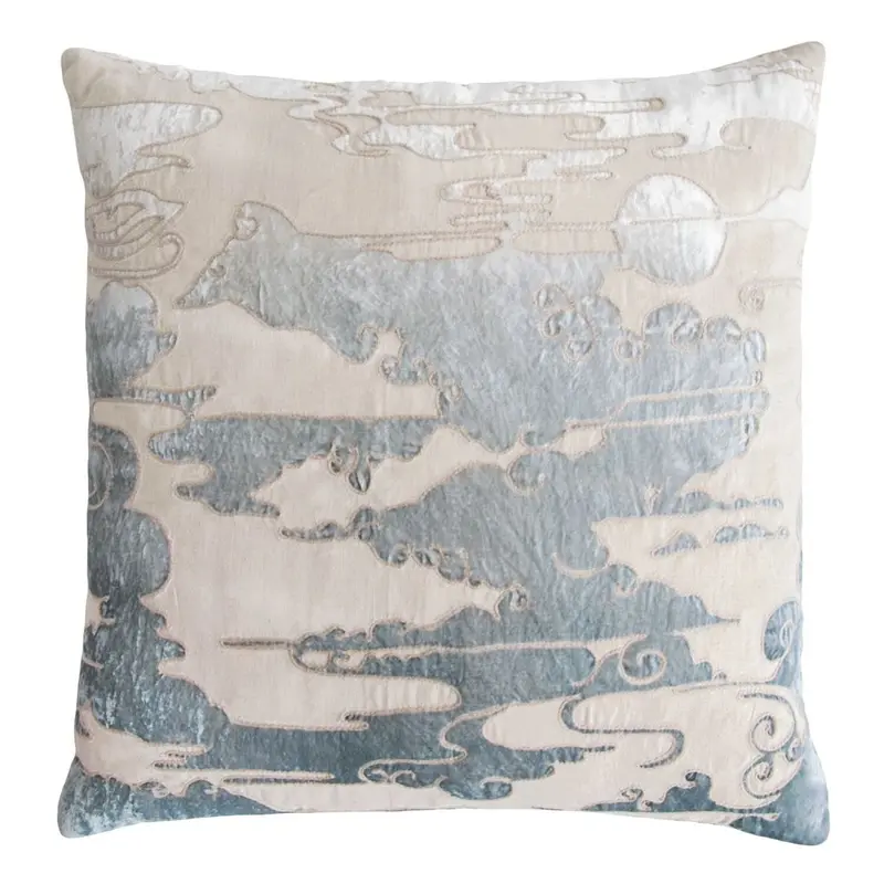 Seaglass Clouds Velvet Appliqu Pillow