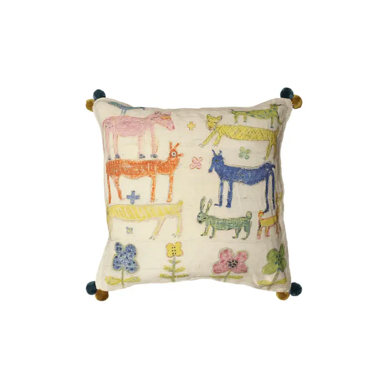 Stacked Animals Pillow (With Poms) by Sugarboo