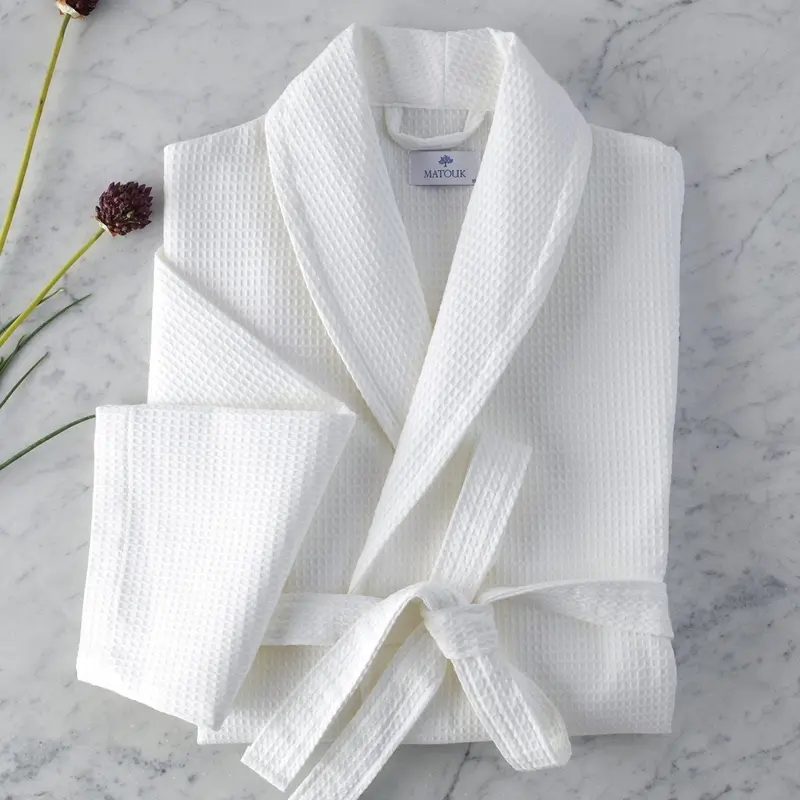 White Waffle Weave Matouk Robe