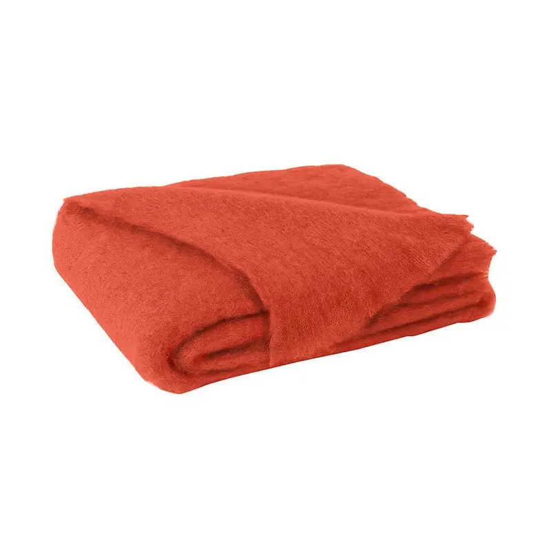 Brushed Mohair Throw Hibiscus Orange by Lands Downunder