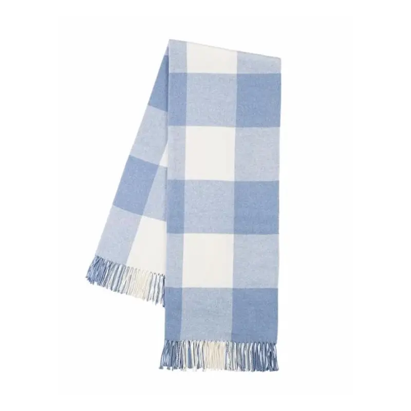 Buffalo Check Throw in Denim Blue