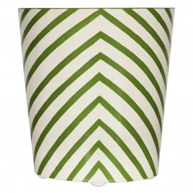 Zebra Oval Wastebasket in Green