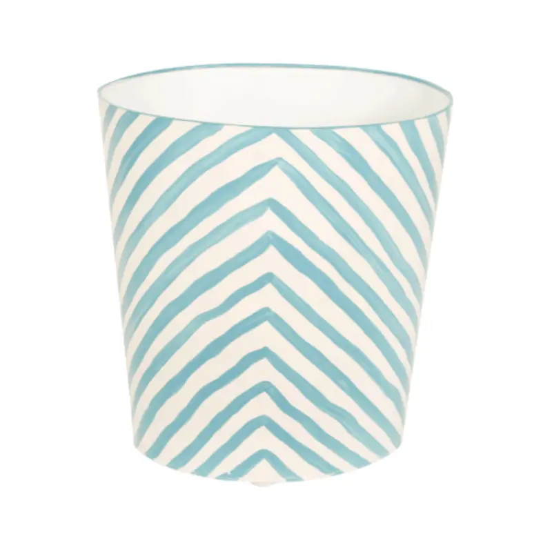 Zebra Oval Wastebasket in Turquoise