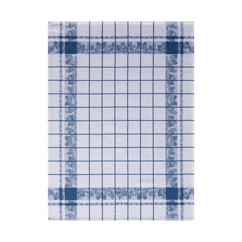 Fraises French Blue Tea Towel Set of 4 by Le Jacquard Francais