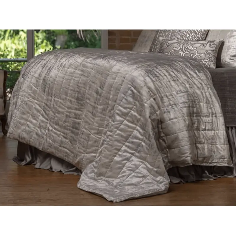 Moderne Ivory and Silver Quilted Personal Blanket