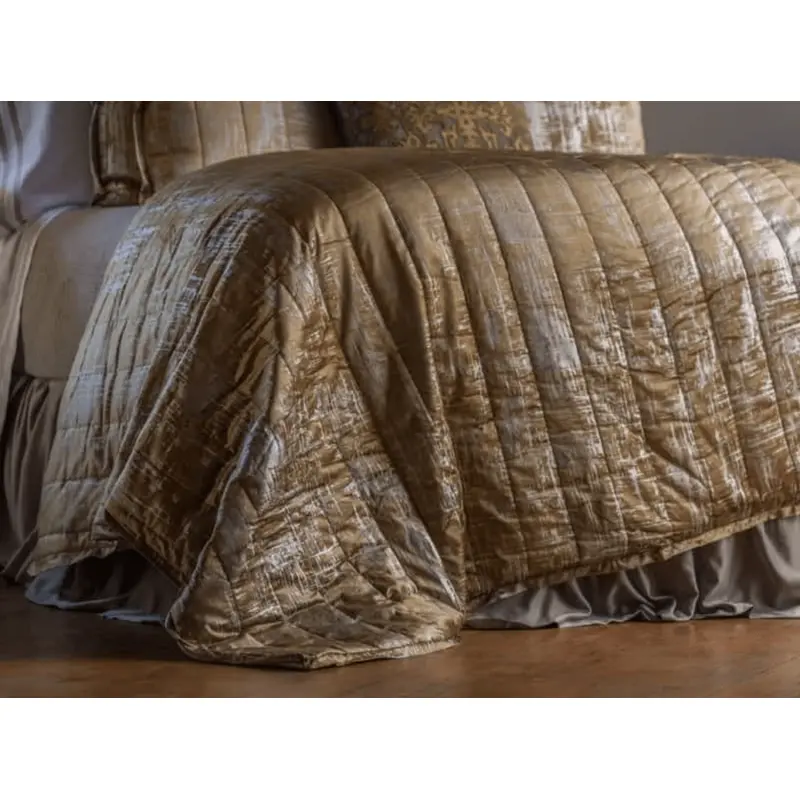 Moderne Straw and Silver Quilted Personal Blanket