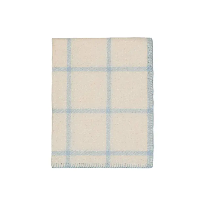 Alicia Adams Alpaca Graydon Throw in Ivory and Light Blue