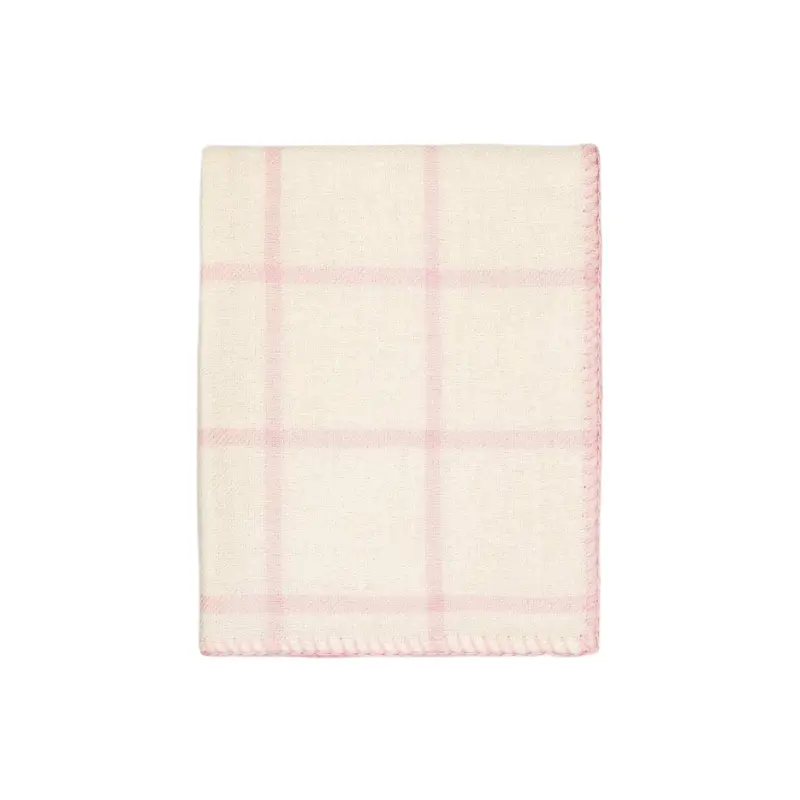 Alicia Adams Alpaca Graydon Throw in Ivory and Light Pink Powder