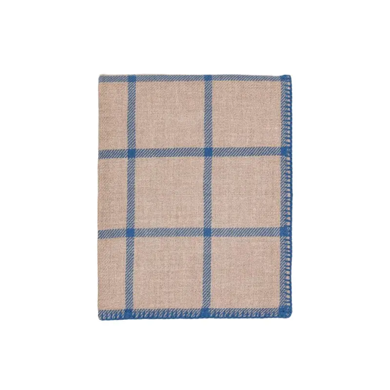 Alicia Adams Alpaca Graydon Throw in Light Taupe and Blue