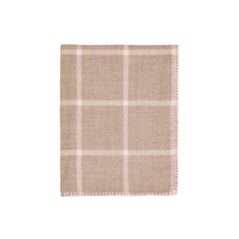 Alicia Adams Alpaca Graydon Throw in Light Taupe and Light Pink Powder