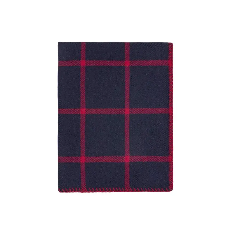 Alicia Adams Alpaca Graydon Throw in Navy Blue and Scarlet Red
