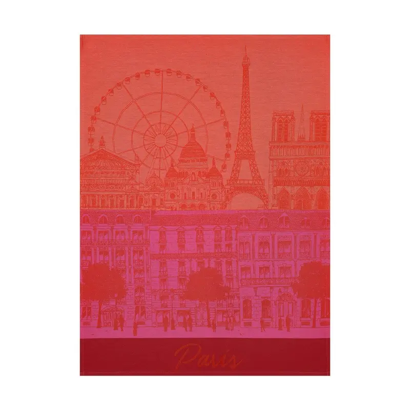 Paris Panorama Red Kiss Tea Towel by Le Jacquard Franais