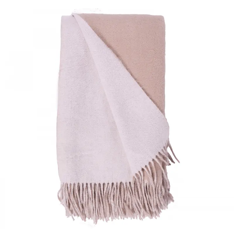 White and Bisque Wool / Cashmere Double-Faced Throw