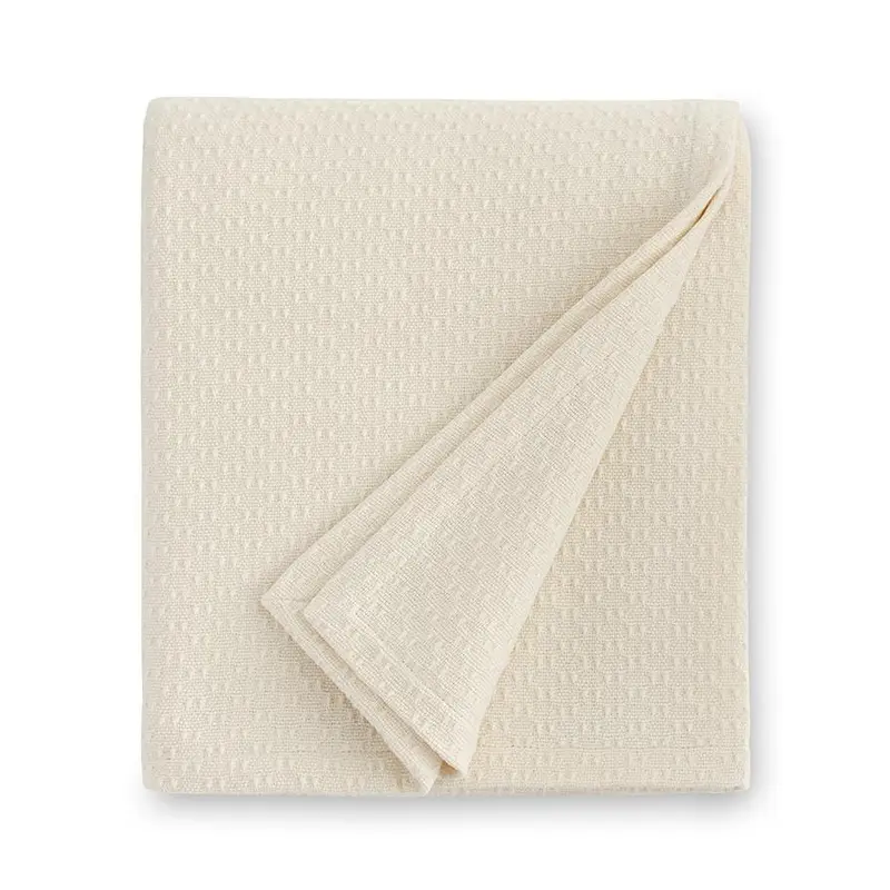Corino Ivory Cotton Blanket by Sferra