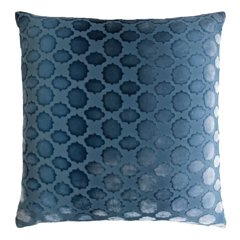 Mod Fretwork Velvet Denim Pillows by Kevin OBrien Studio
