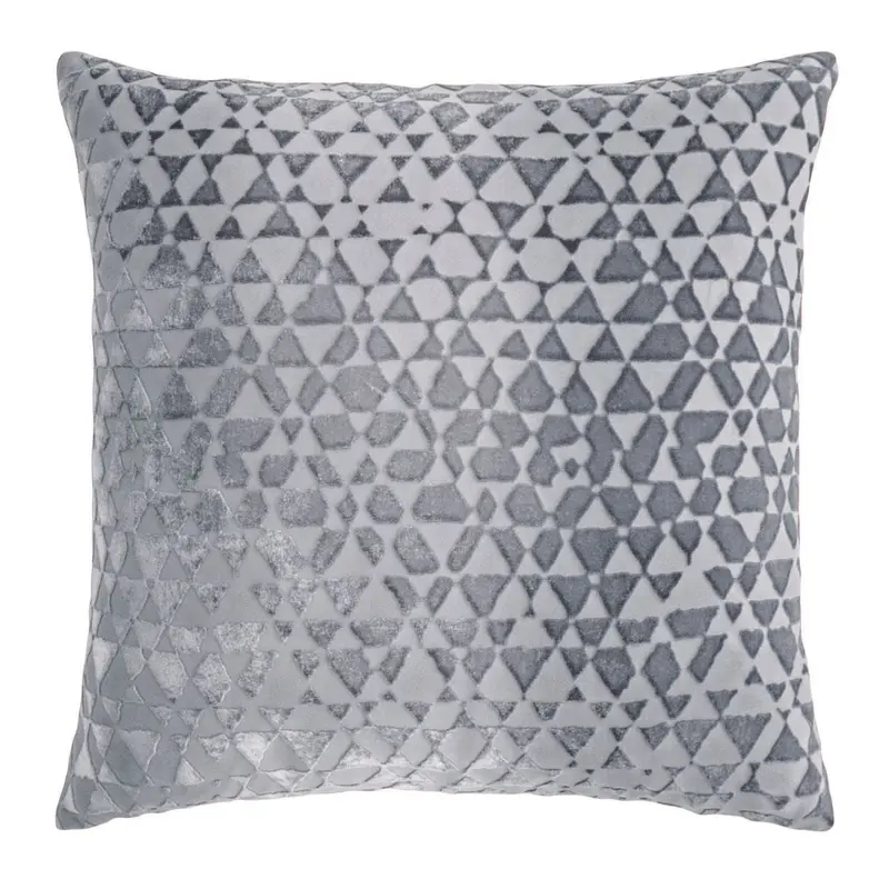 Triangles Silver Gray Velvet Pillows by Kevin OBrien Studio