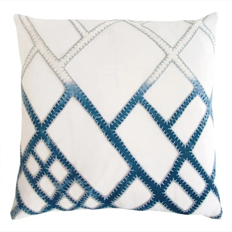 Azul Net Velvet Appliqu Pillow by Kevin O'Brien Studio