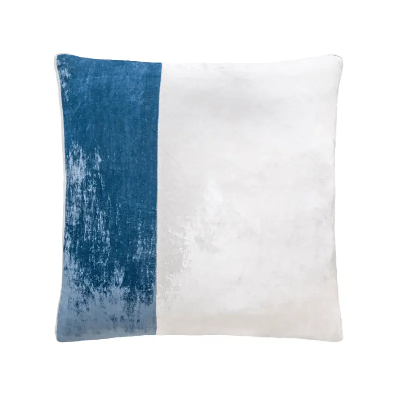 Denim Velvet Color Block Pillow by Kevin OBrien Studio