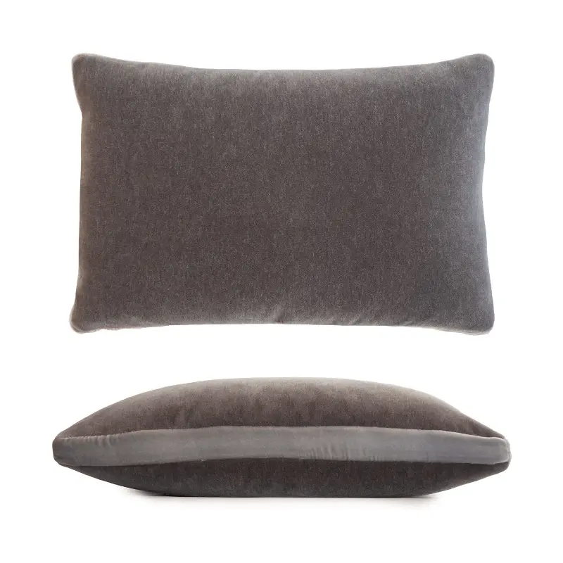 Gray & Nickel Mohair Tuxedo Pillows by Kevin O'Brien Studio