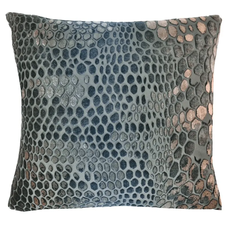Gunmetal Snakeskin Velvet Pillow by Kevin O'Brien Studio